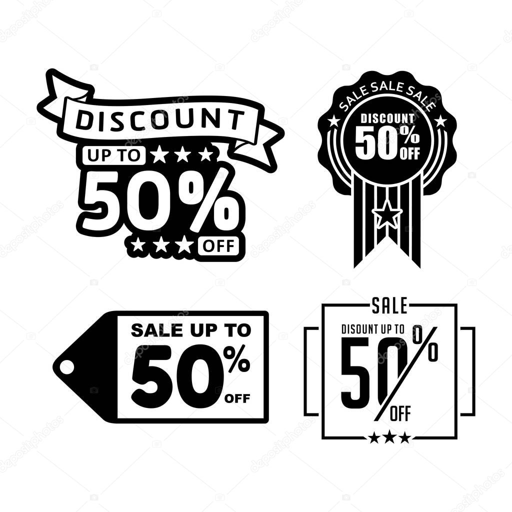 50% Discount Label Banner Icon For Sales Promotion Vector