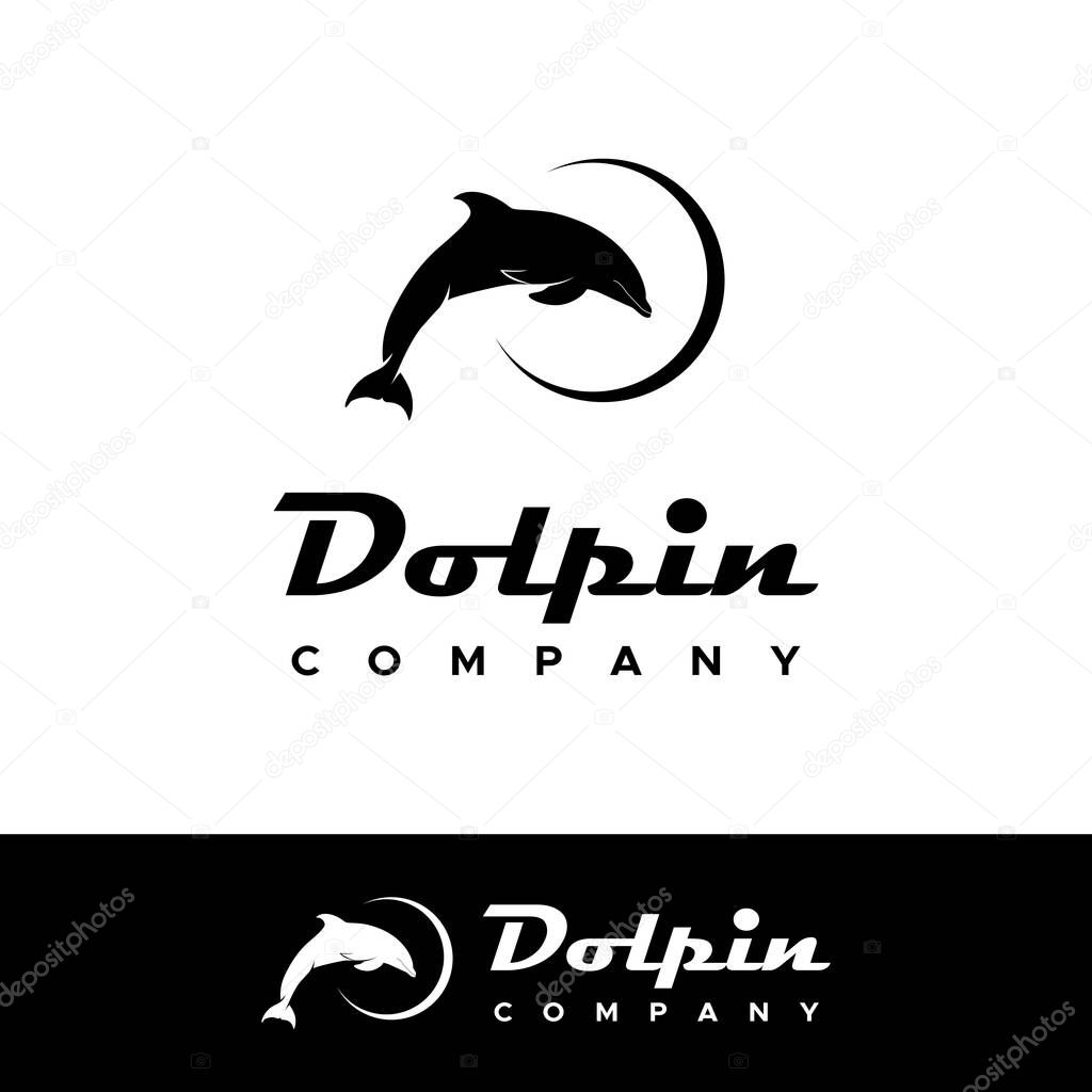 Acrobatic Dolphin Logo Jumping Silhouette Design Inspiration