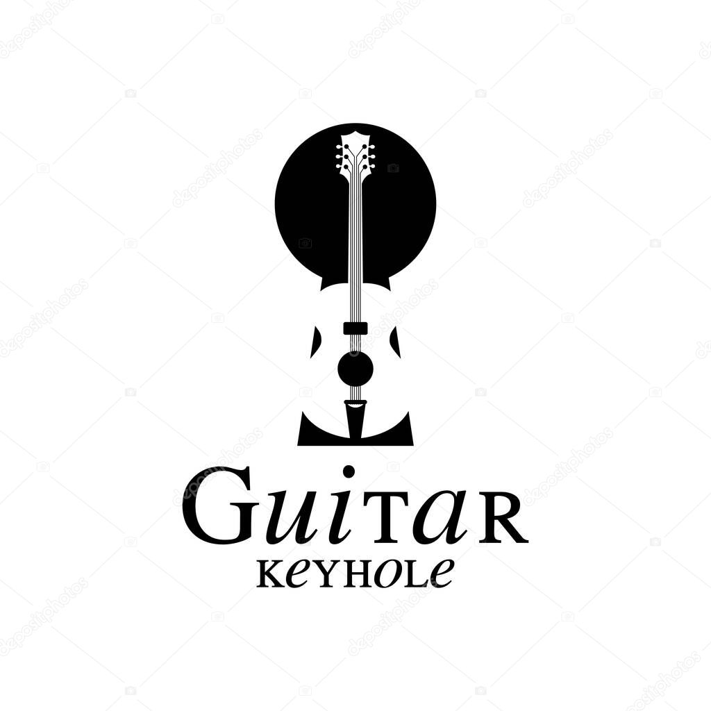 Violin Viola Guitar with Keyhole logo design inspiration