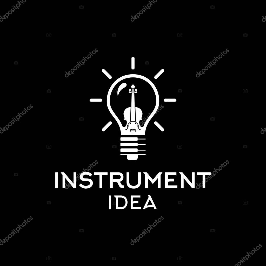 Violin Fiddle cello Piano And Electric Bulb Creative Instrumen Idea Design