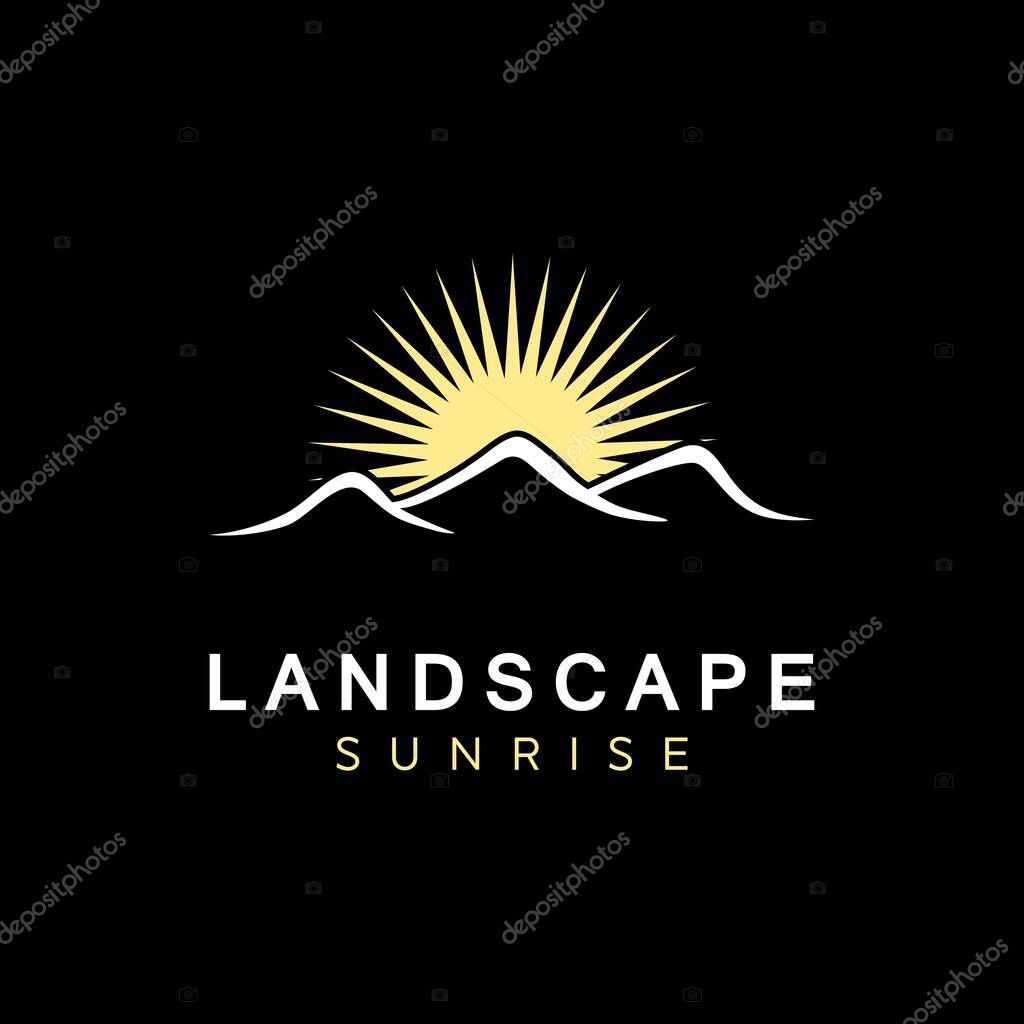 Minimalist Landscape Mountain logo design