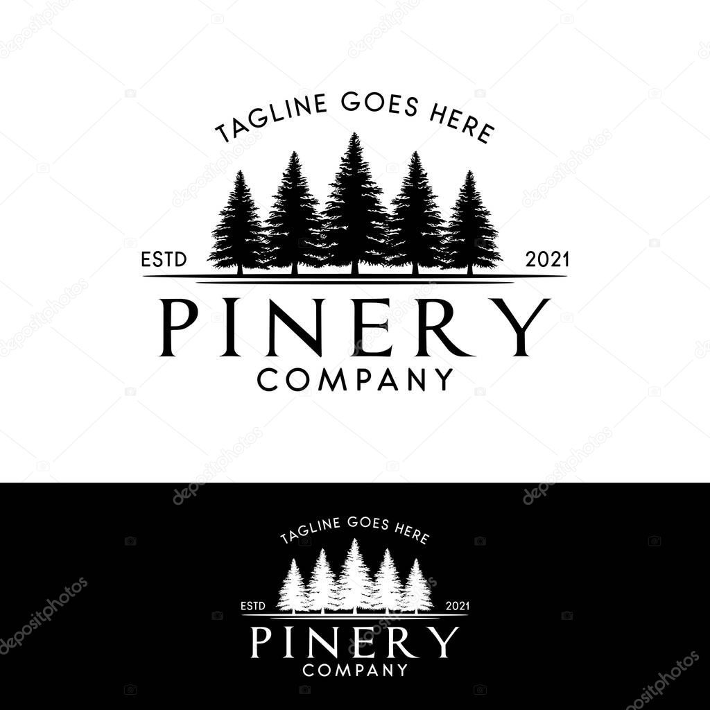 Pine or Fir Forest Logo, Evergreen Pinery Logo