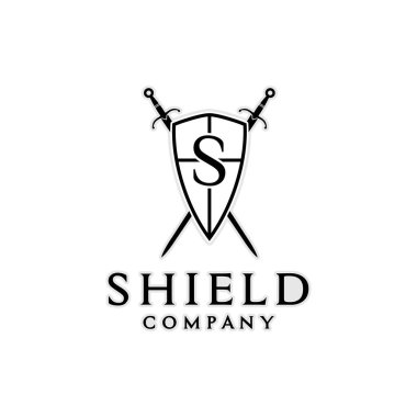 Knight Shield Zırh Kılıcı Şirketin Logo Tasarım İlhamı İçin S harfi