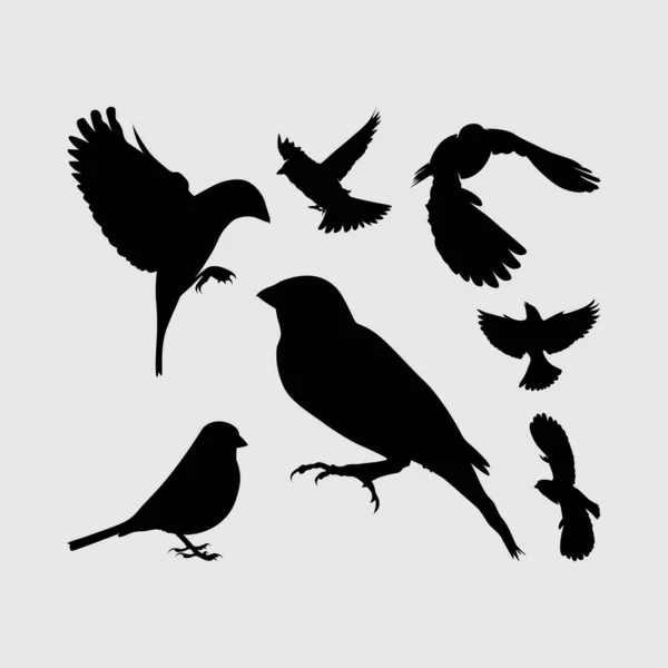 Moineau Oiseau Aigle Albatros Silhouette Ensemble Logo Icône Vecteur Design — Image vectorielle