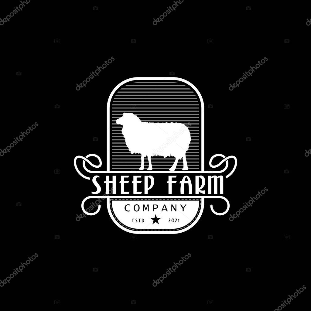 Vintage retro Sheep Or Goat Farm Logo