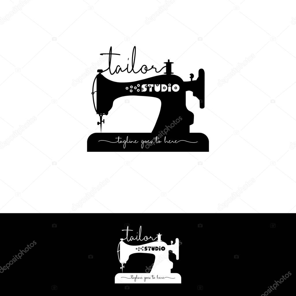 Ancient Sewing Machine Logo For Tailors