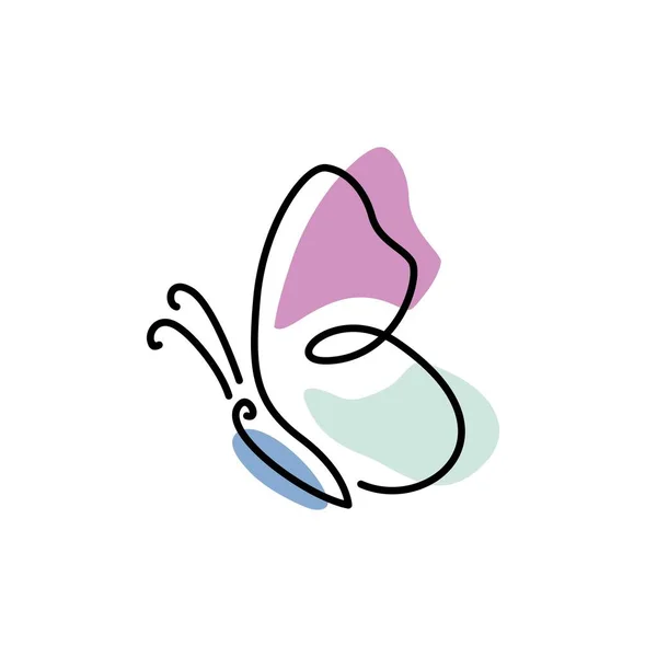 Logo Mariposa Simple Elegante Monolina Colorido — Vector de stock