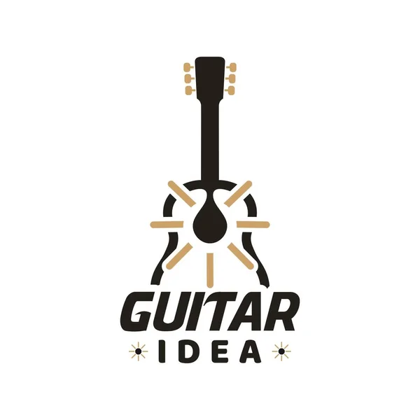 Logo Idea Guitarra Con Bombilla Brillante — Vector de stock