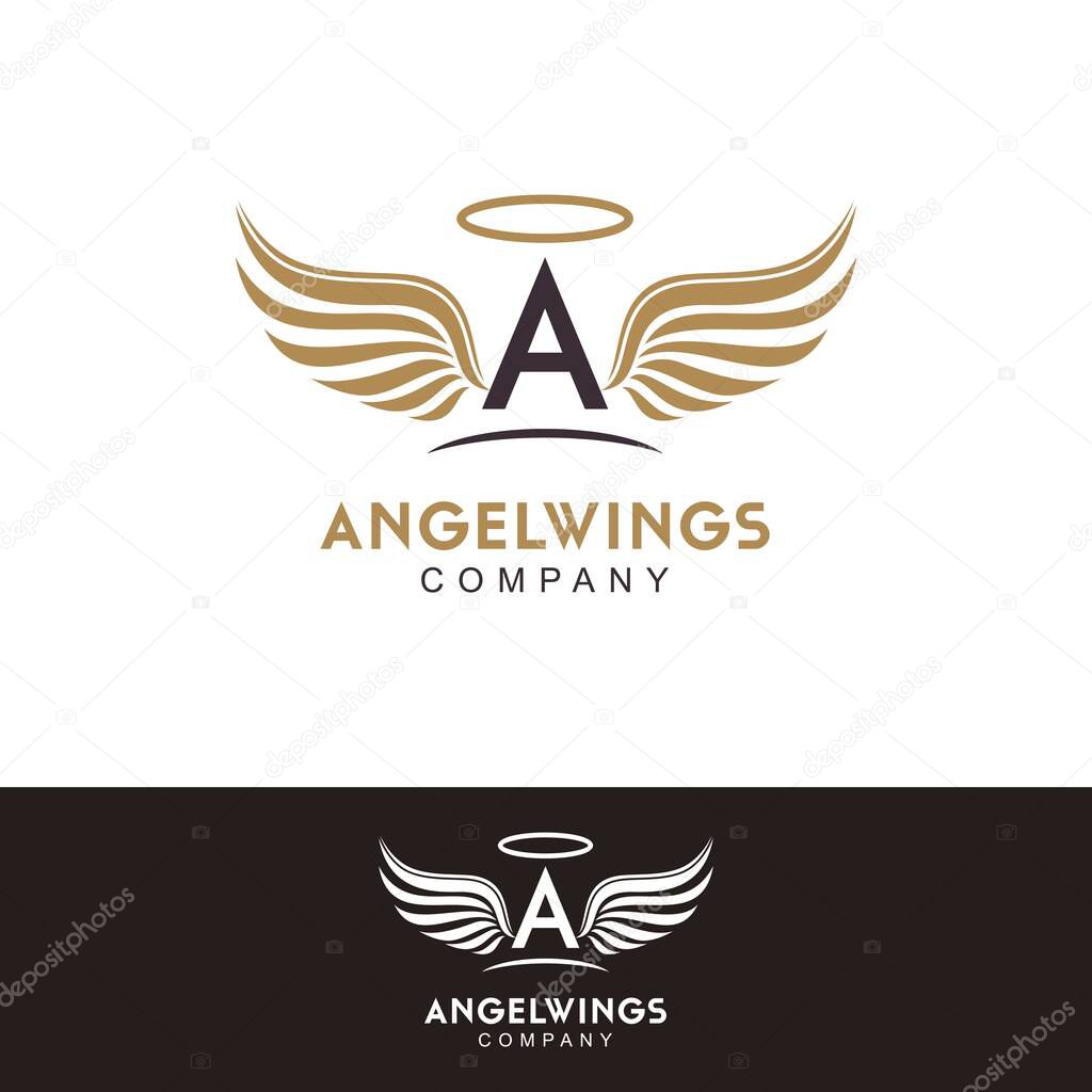 Initial Letter A and Angel Wings logo design inspiration