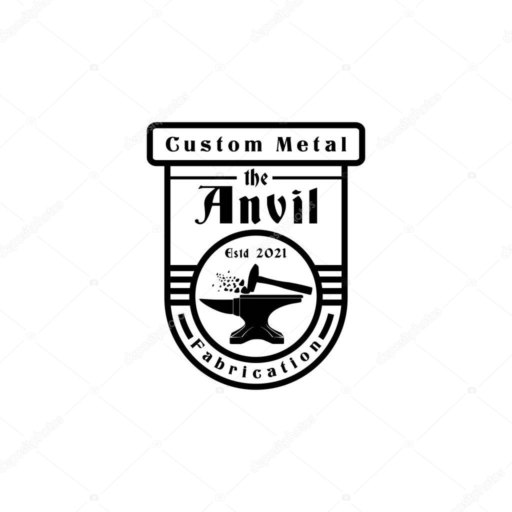 Iron anvil casting blacksmith Vintage retro stamp design inspiration