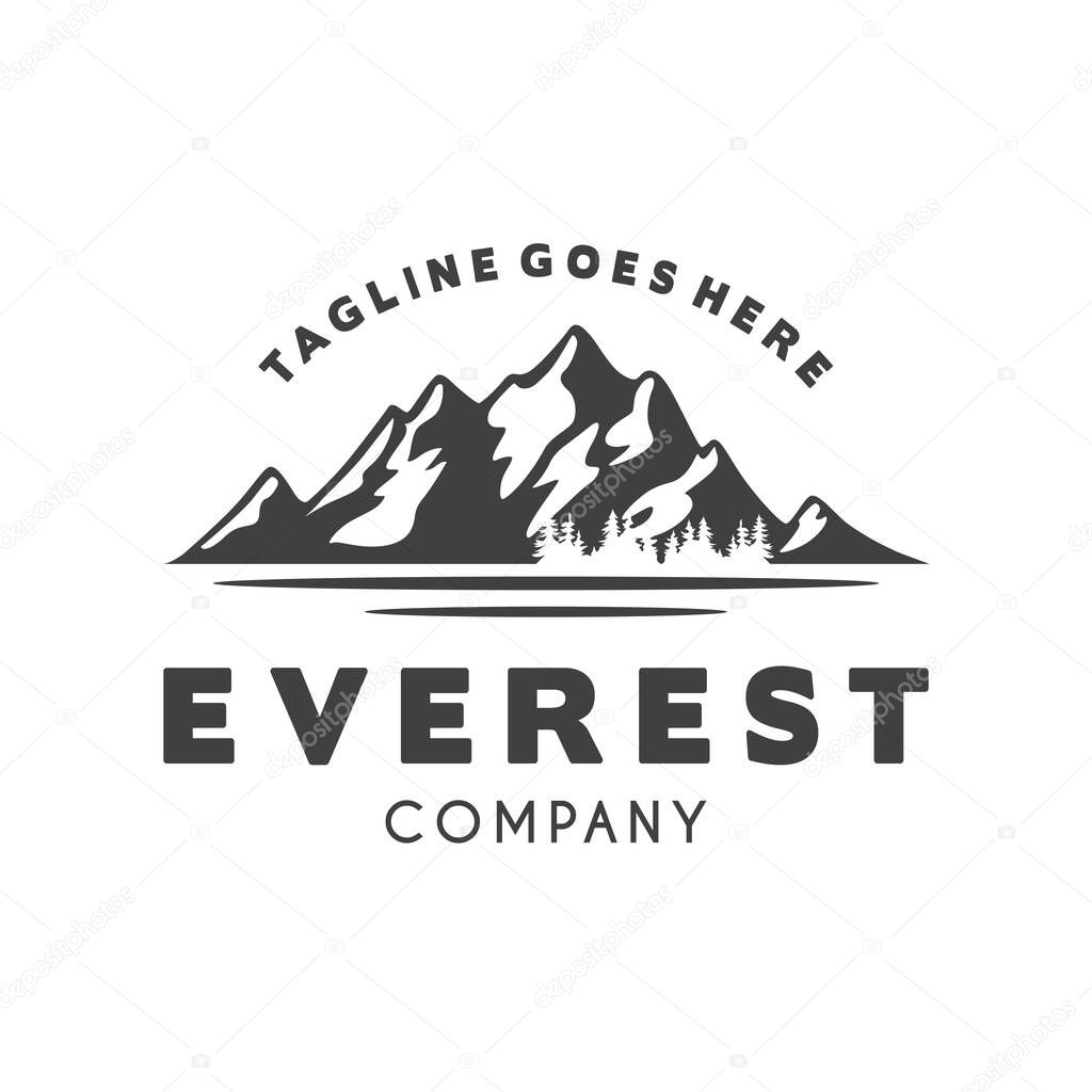 Ice Snow Rocky Mountain Logo Design , Mountain Landscape Logo For Hiking