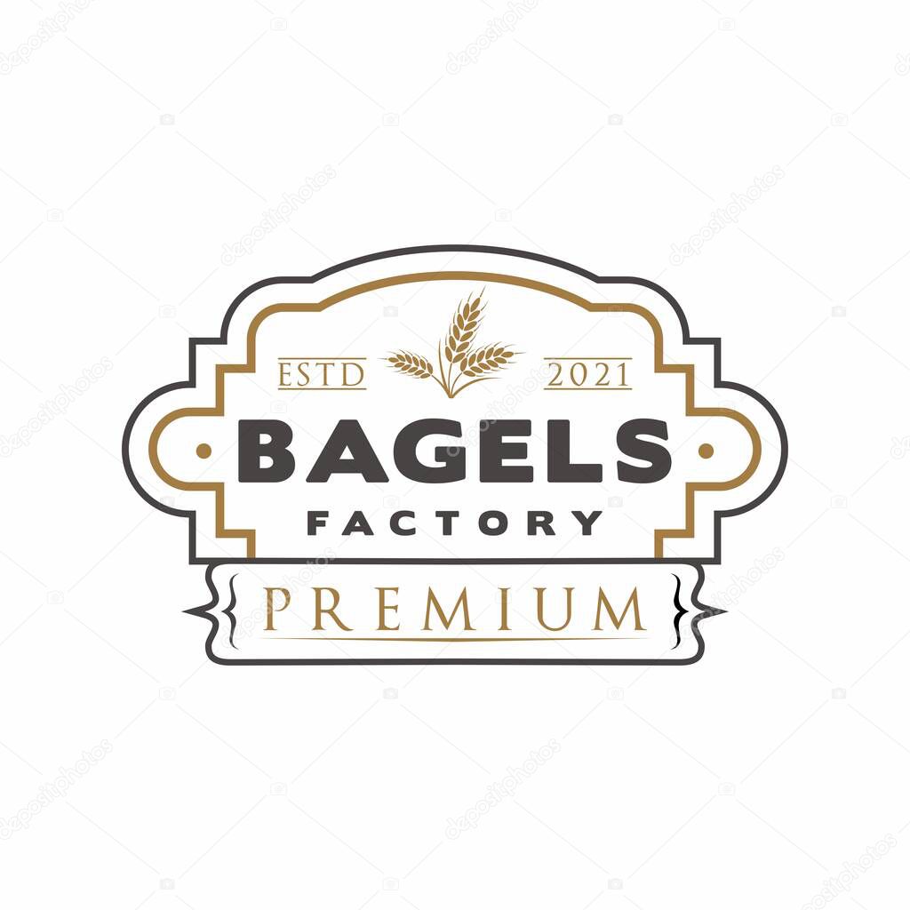Vintage Bagels Logo, Bakery Stamp