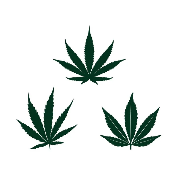 Cannabis Marijuana Φύλλα Που Σκούρο Πράσινο Silhouette Εικονίδιο Έμπνευση Λογότυπο — Διανυσματικό Αρχείο