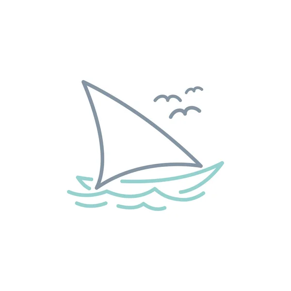 Einfache Sailboat Dhow Schiffslinie Kunst Logo Design — Stockvektor