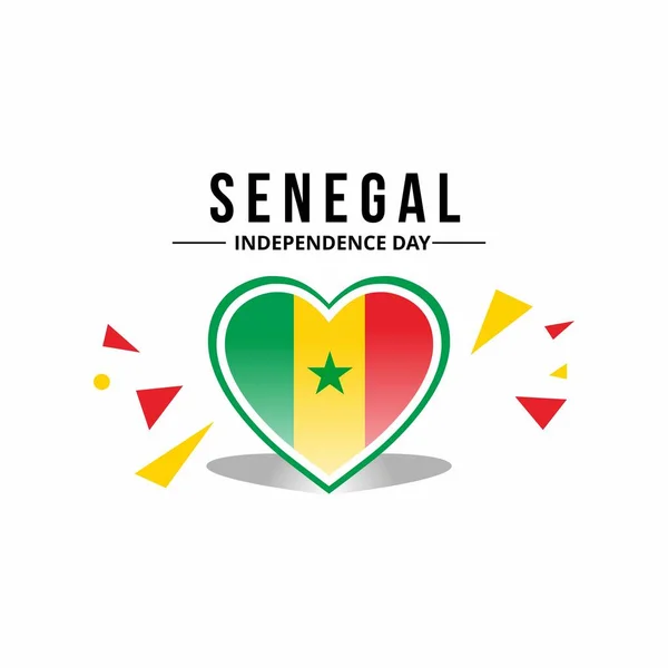 Senegal Flaga Środku Ozdoby Serca Oryginalnym Kolorze — Wektor stockowy