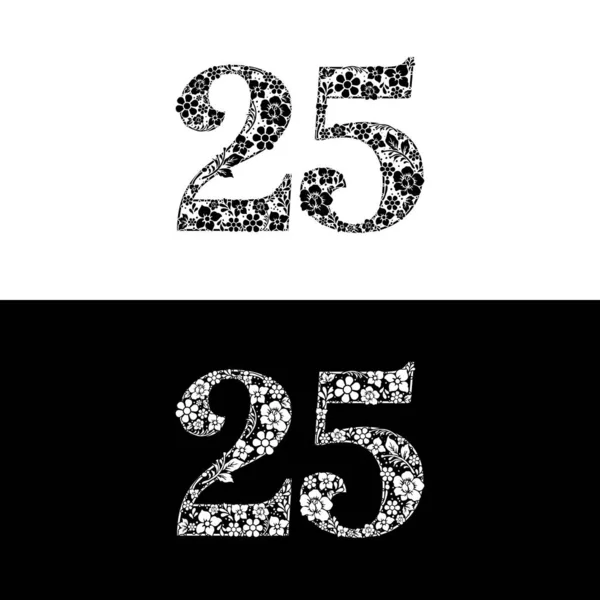 Nomor Logo Terdiri Dari Bunga Dan Tanaman Stok Ilustrasi Bebas Royalti