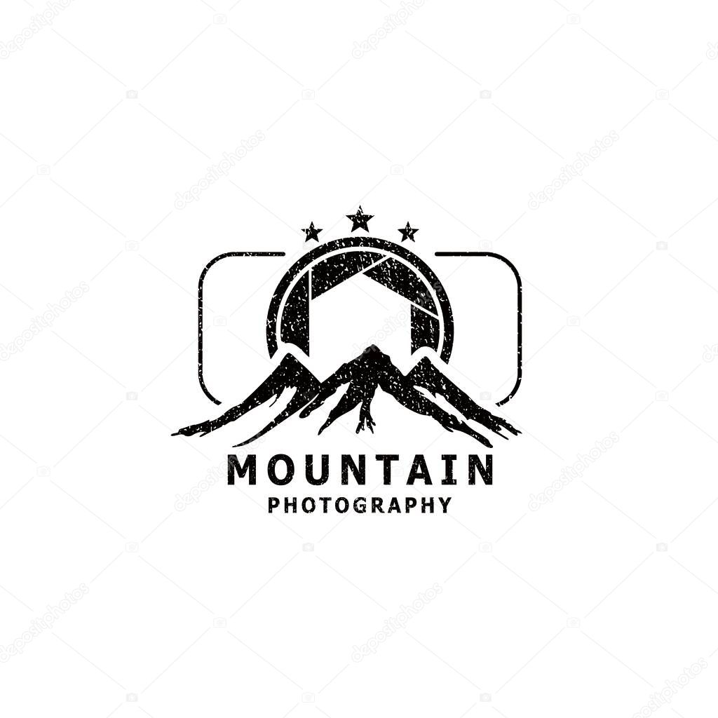 Mountain landscapes and camera lenses, for outdoor activities or logo photography