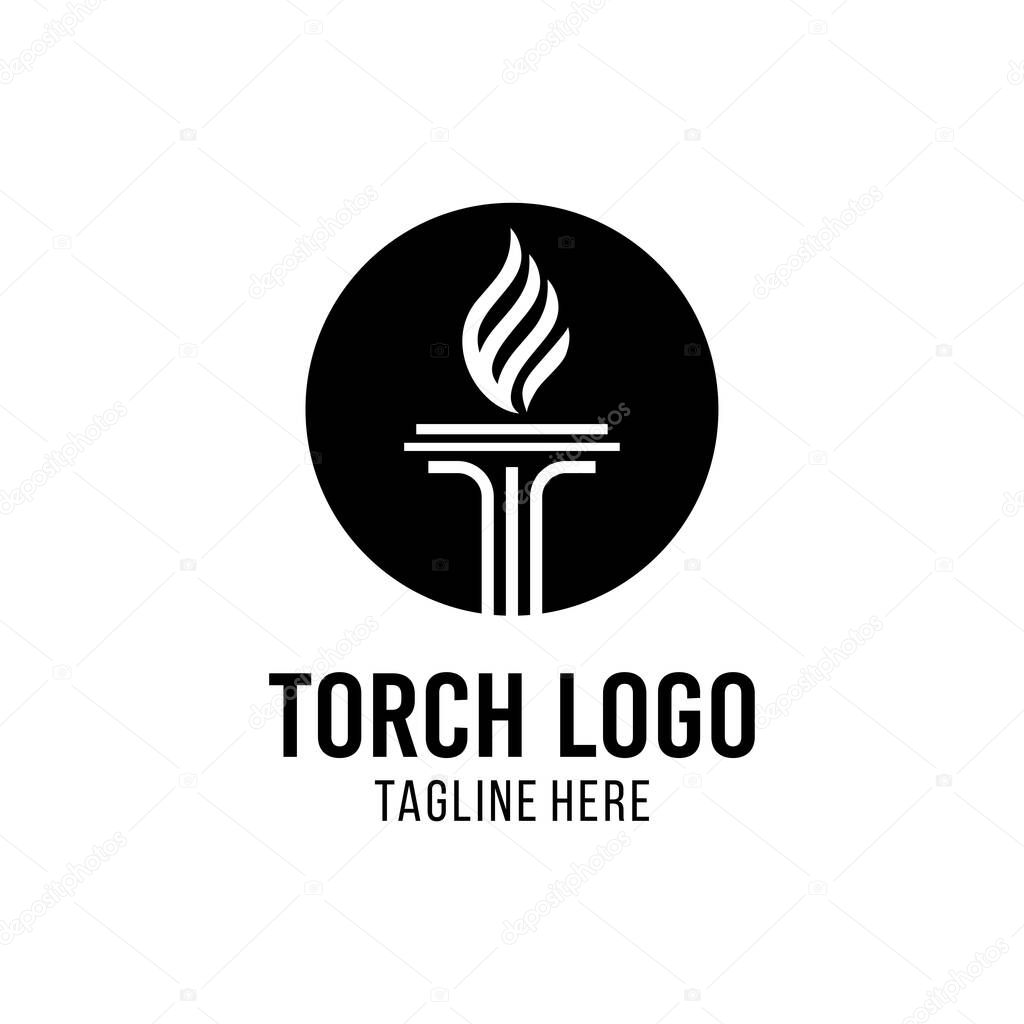Torch Logo Design Inspiration With Law Icon and Shield