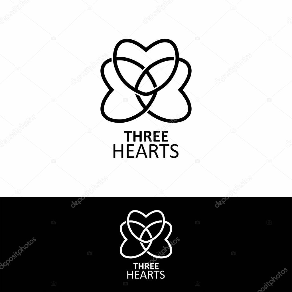 Three hearts logo in one