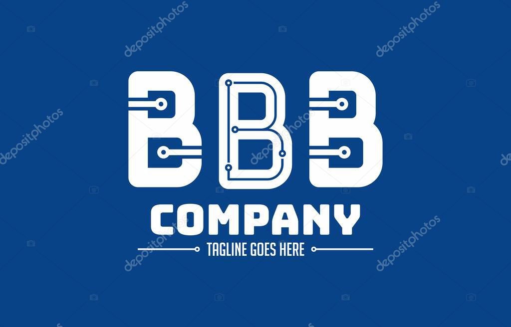 BBB letter logo with modern and technology themed is suitable for company logos engaged in telecommunications, network, internet and others