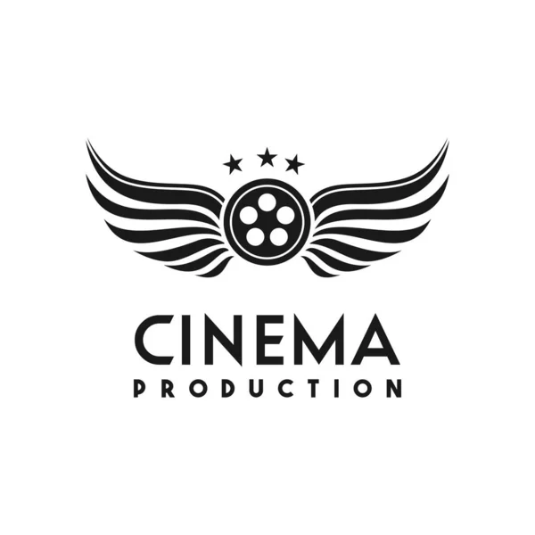 Alas Rollos Película Para Logotipo Del Estudio Cine Producción Cinematográfica — Vector de stock