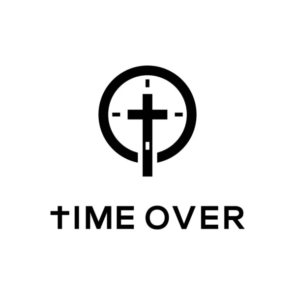 Time Catholic Christian Cross Clock Icon Vector Design Inspiration — 스톡 벡터