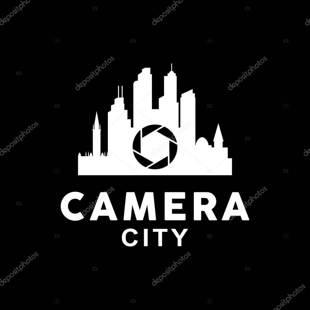 Shutter lens Aperture Camera City Metropolis Downtown Photographer Studio logo design