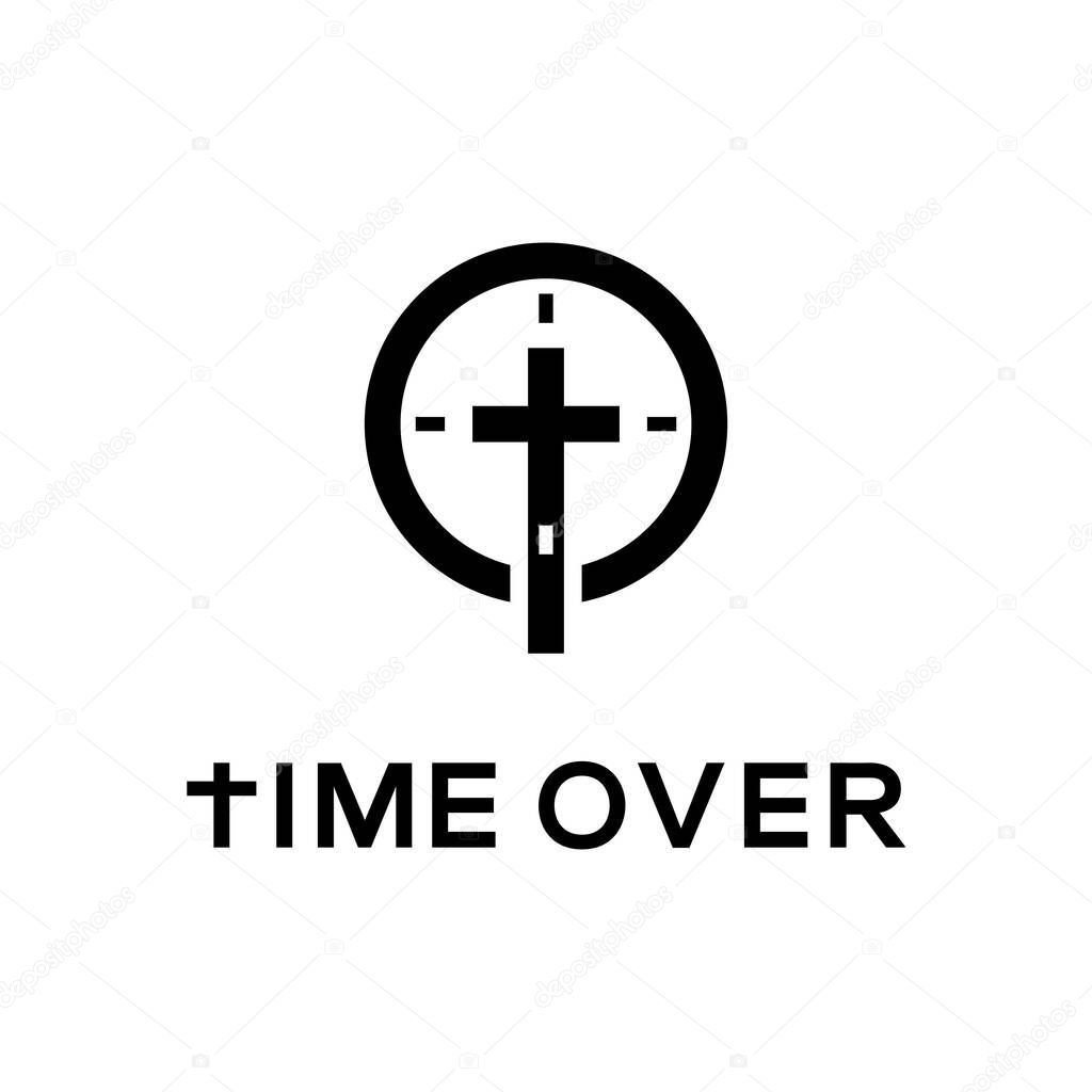 Initials T O Time Over With Catholic Christian Cross And Clock Icon Vector Design Inspiration