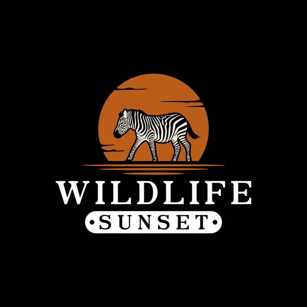 Schönheit Zebra Bei Sonnenuntergang Logo Design Inspiration — Stockvektor