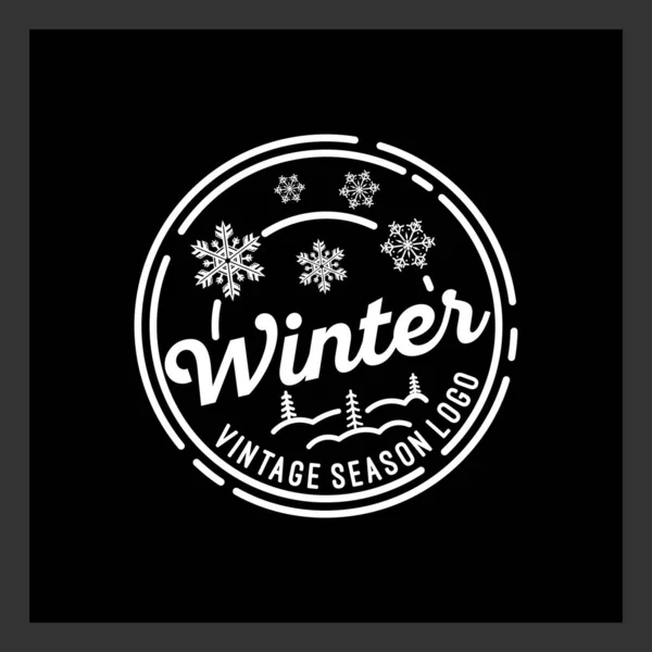 Snowflake Winter Pine Trees Winter Holiday Line Art Vintage Hipster — 스톡 벡터