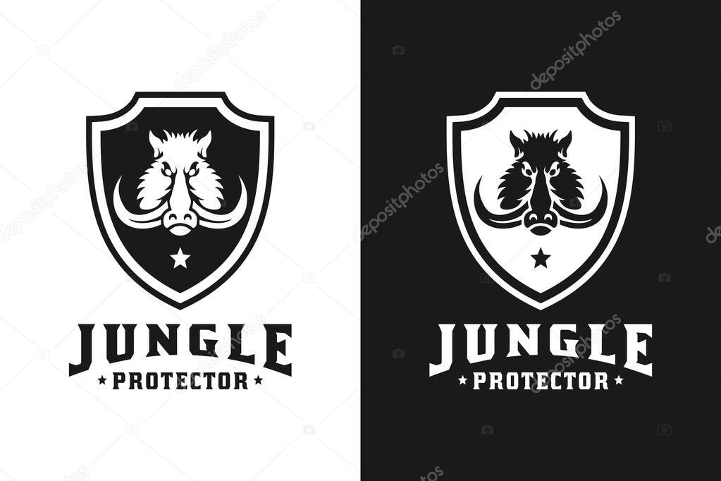 Security Protect Shield with Boar Hog Swine Face design