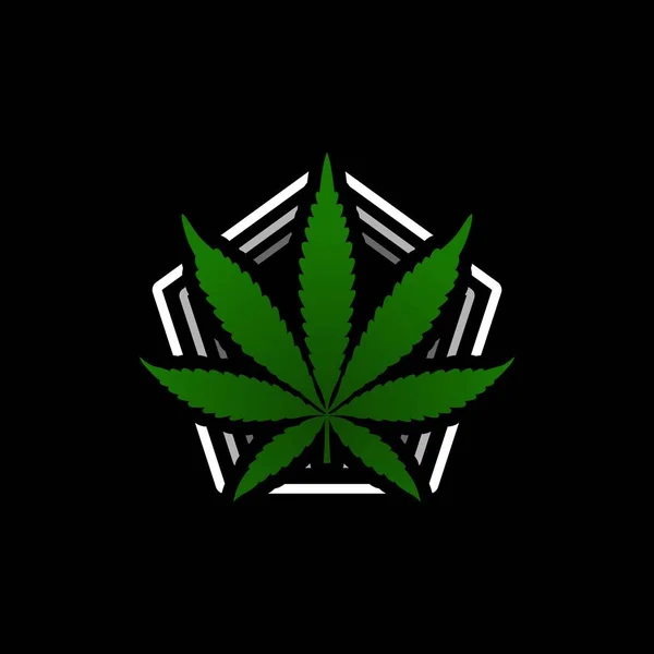 Beşgen Şekilli Marihuana Kenevir Yaprağı Vektör Tasarımı — Stok Vektör