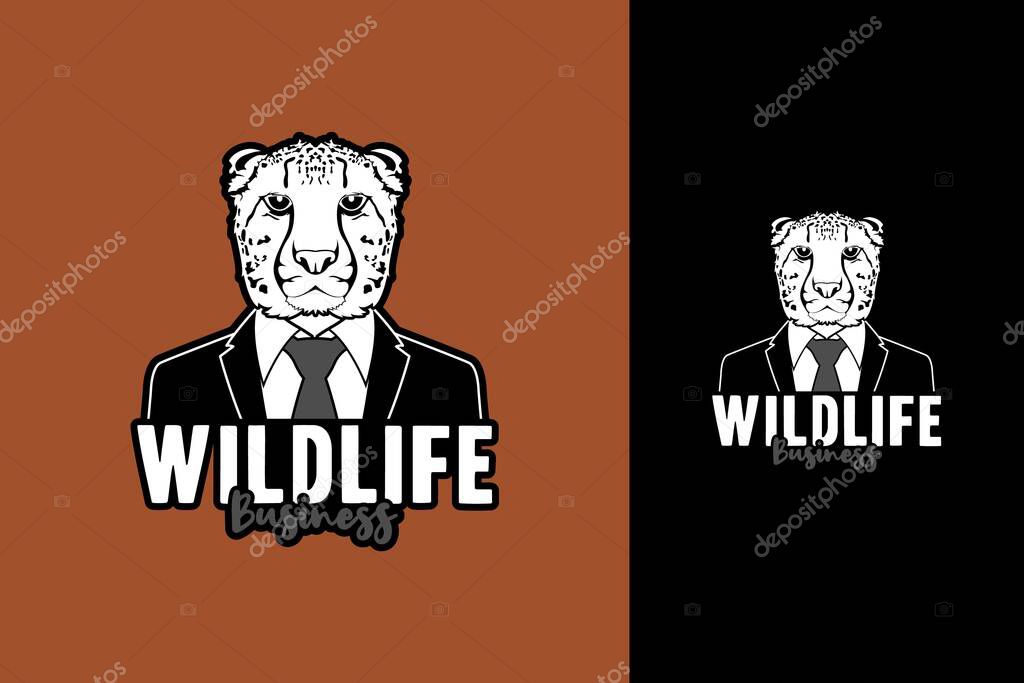 Cheetah Businessman, Cheetah Wearing Tuxedo Suit Tie for Company Logo, Brand, Business, Etc