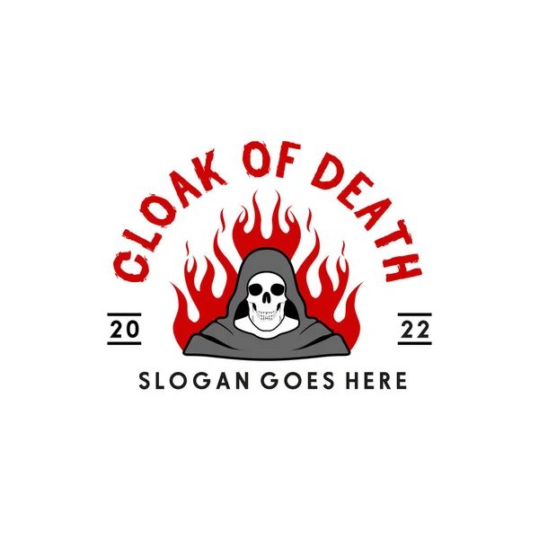 Flame Robe Skull Diseño Logo — Vector de stock