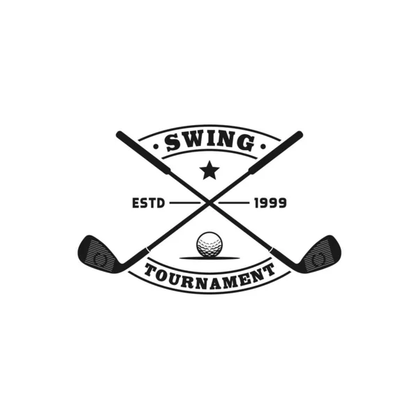 Crossed Stick Golf Logo Badge Label Design — Image vectorielle