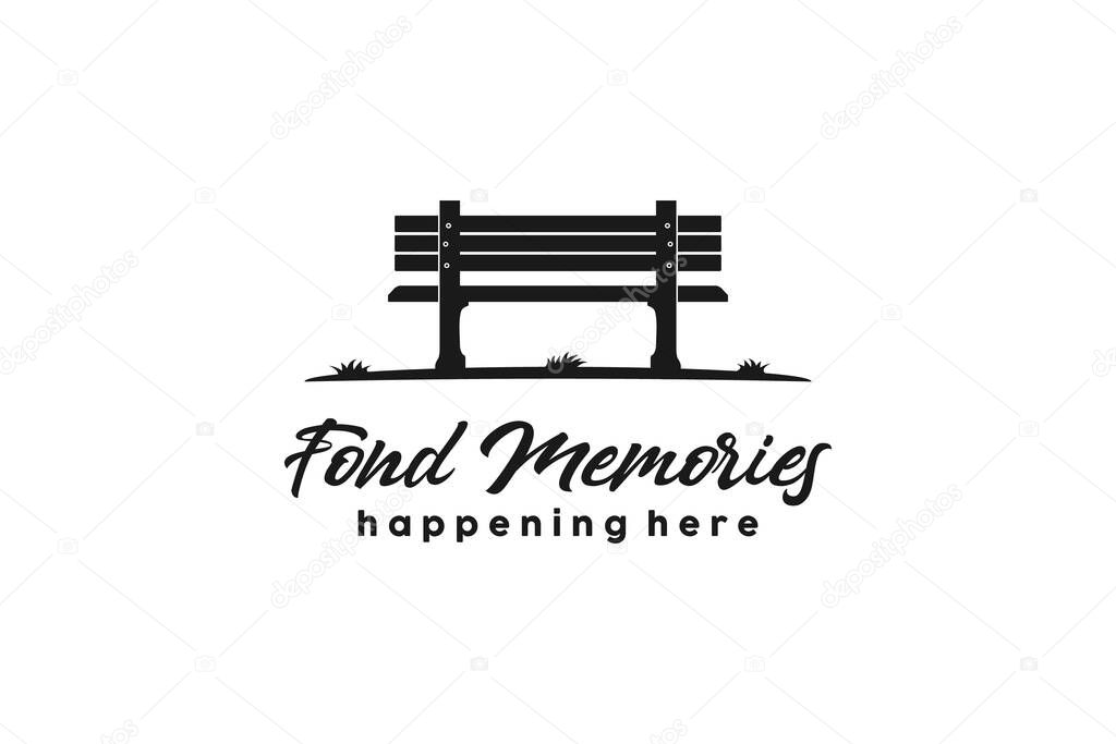 Wooden Bench silhouette llustration logo design