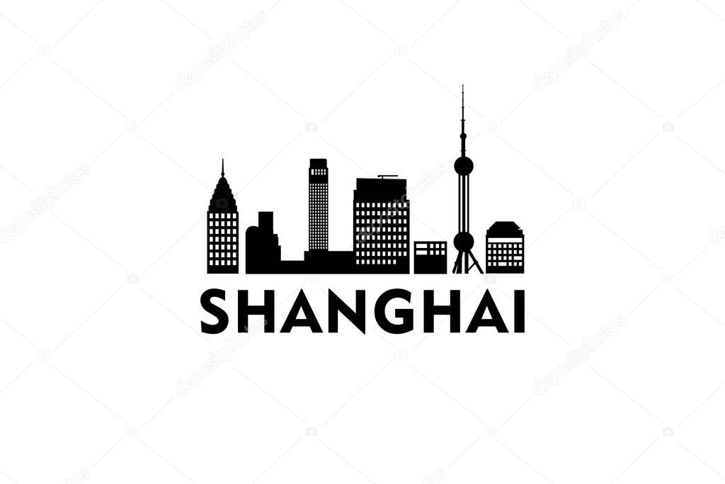 Shanghai Cityscape Logo Silhouette Design Vector