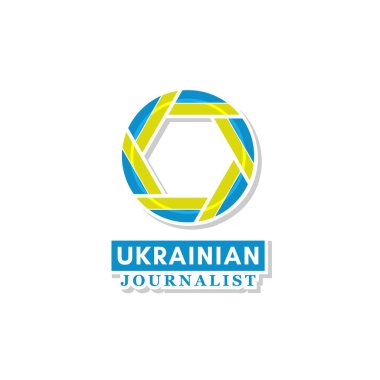 Fotoğraf Logosu Tasarımı için Ukrayna Bayrak Kurdelesi ile Ekran Lens