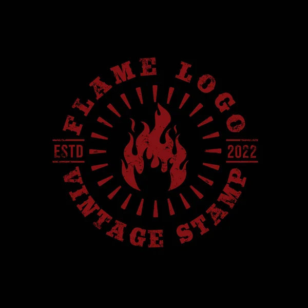 Vintage Retro Flame Logo Stamp Design Inspiration — Image vectorielle