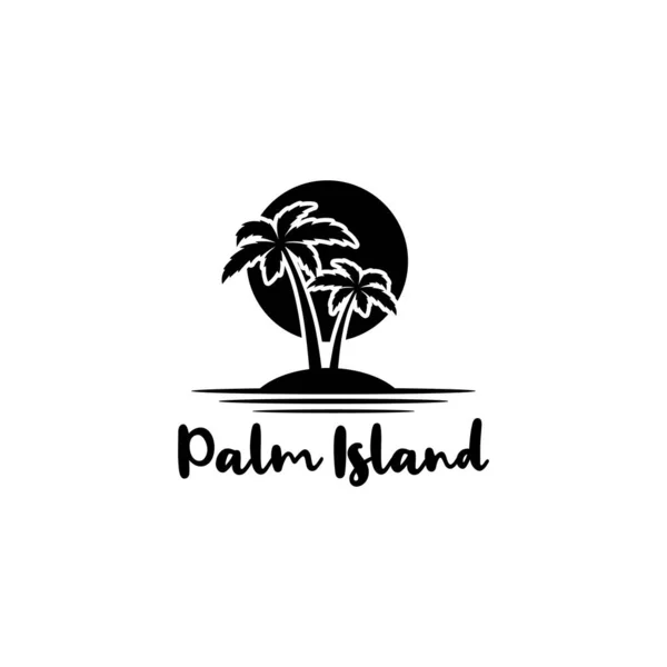 Palm Island Sun Sea Wave Holiday Vacation Logo Icon — Stock Vector