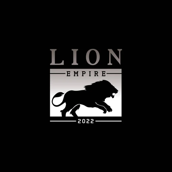 Royal Lion Silhouette Logo Etikettdesign Inspiration — Stock vektor