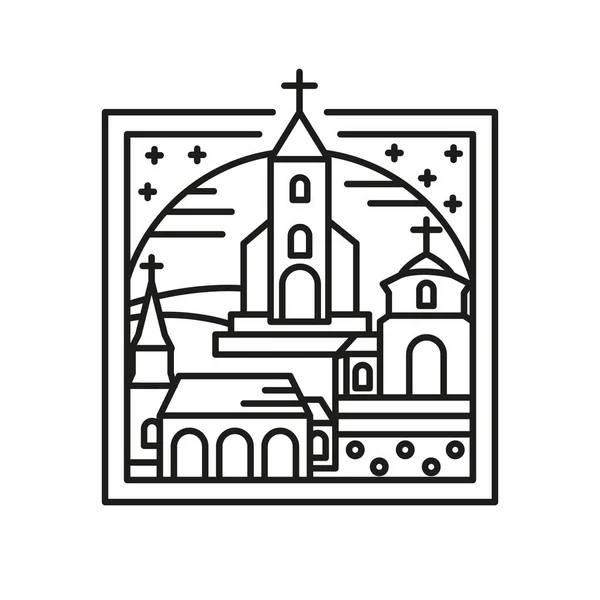 Christian Cross Kościół Budowa Logo Inspiracji — Wektor stockowy