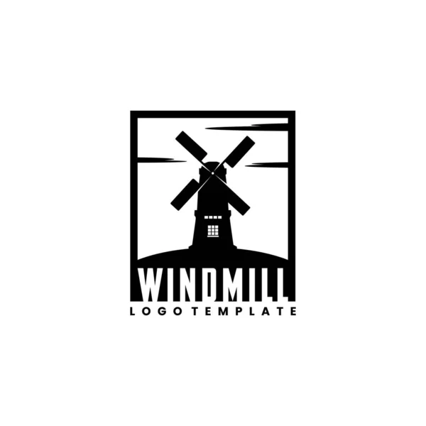 Inspirasi Desain Logo Wind Mill Farm Field Stok Ilustrasi 