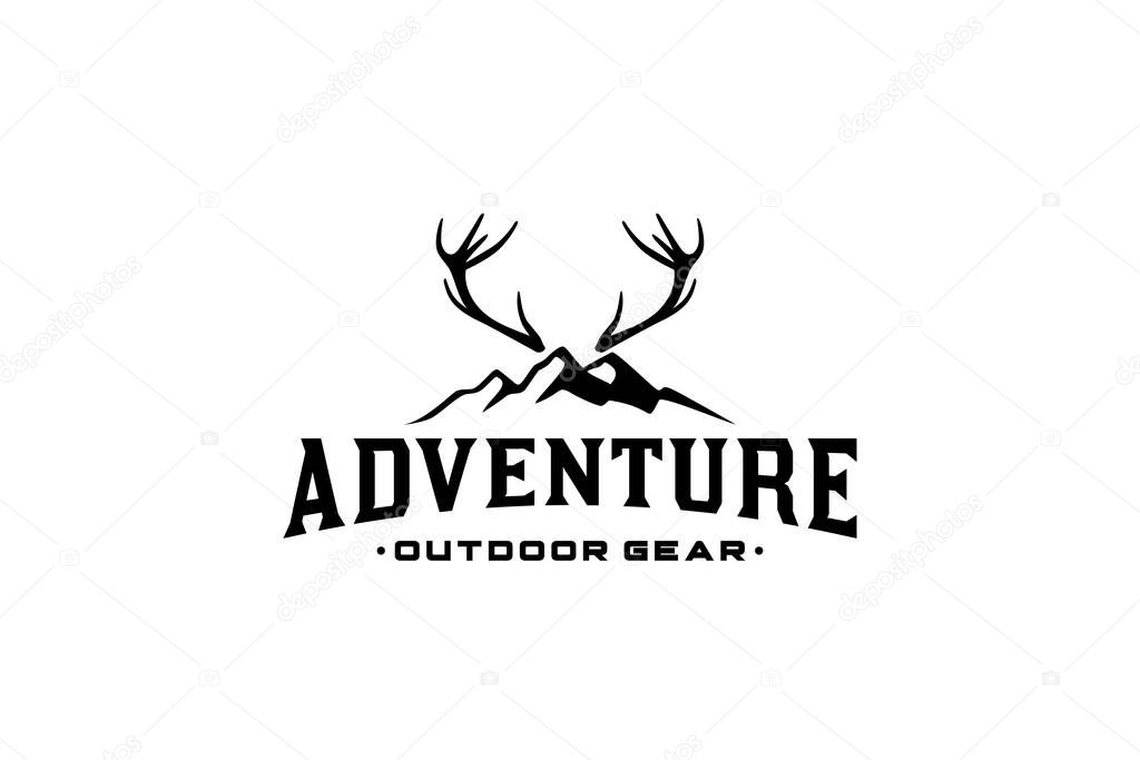 Mountain And Deer Antler Logo For Adventure Outdoor Gear Brand Design Inspiration