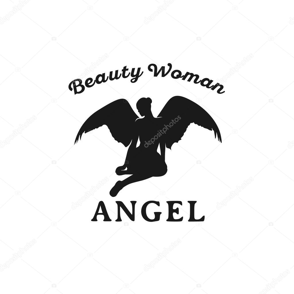 Silhouette of Beauty Woman Angel Logo design