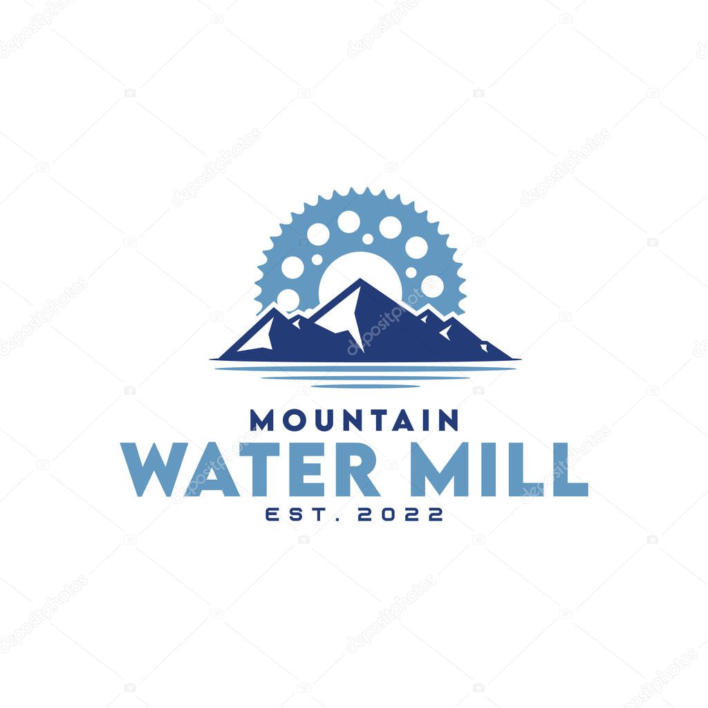 Mountains And Gears, Water Creek Mill Logo Design