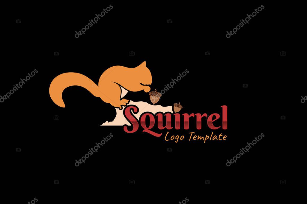 Squirrel Typography With Squirrel and Nuts Illustration Design Inspiration