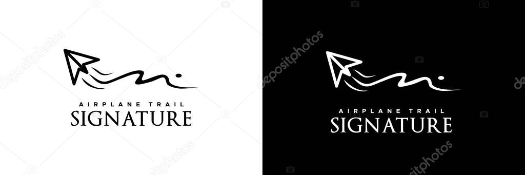 Paper Plane aircraft trail Signature Icon Logo Design