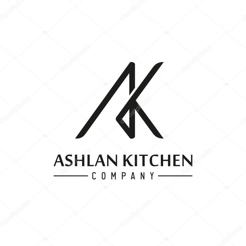 Initial monogram lettering AK, A and K logo design inspiration