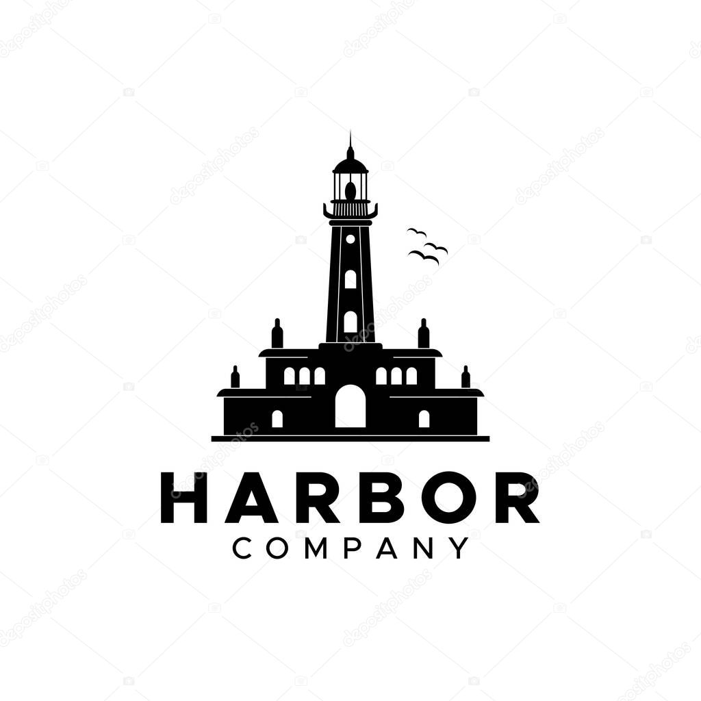 Lighthouse Searchlight Beacon Tower Island Beach logo design inspiration